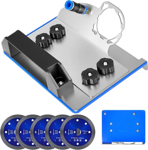 Herramienta de biselado de azulejos de 45° con 4 hojas de sierra de diamante, soporte de amoladora angular para corte de acero inoxidable de bisel
