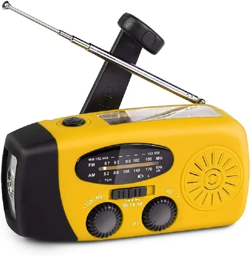 Miniatura 9 de Radio solar portátil de emergencia meteorológica manivela AM/FM NOAA radio de supervivencia con linterna LED 2000mAh cargador de teléfono móvil