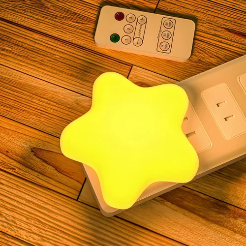 Colorful Life Luz nocturna de estrella con control remoto para decoración de dormitorio, lámpara de noche LED suave cálida/blanca para bebé, niños,