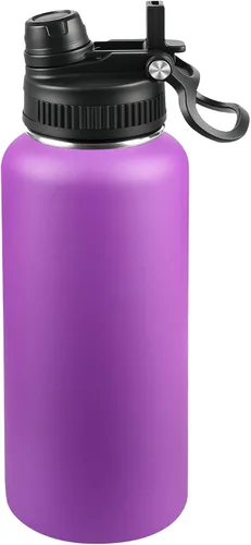 Miniatura 65 de Botella de agua aislada de 22 onzas, tapa 2 en 1 a prueba de fugas (sorbo/pajilla) + asa, botella de acero inoxidable para deportes, viajes, trabajo