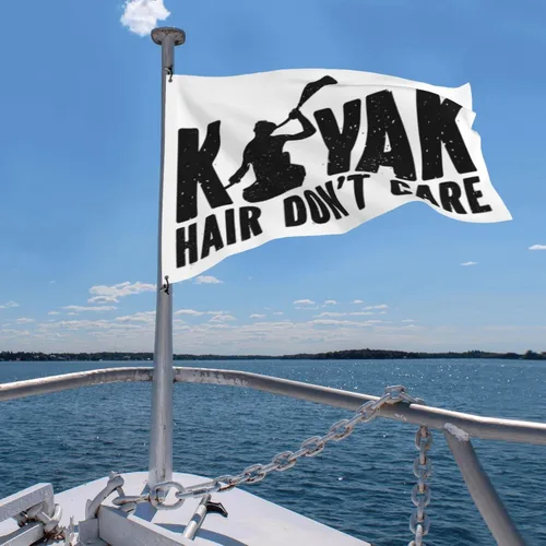 Miniatura 8 de Kayak-Girl-Kayak-Hair-Don't-Care-Gifts for Women Men Bandera negra de 4 x 6 pies, banderas divertidas para habitación con 2 argollas de latón