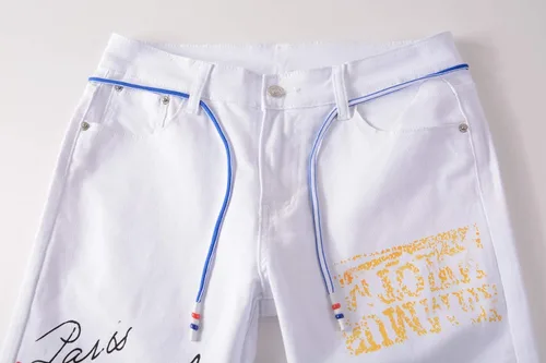Miniatura 3 de Parches estampados para hombre diseño de retazos de moda ajustados desgastados con agujeros de mezclilla cantantes bailarines