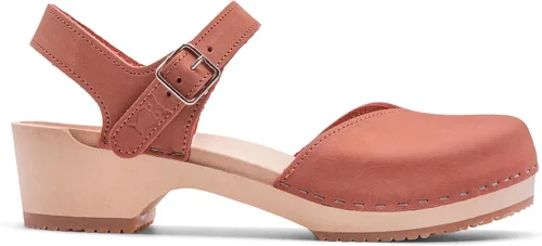 Miniatura 18 de Sandgrens Zuecos de madera sueca hechos a mano para mujer, sandalias de tacón bajo Zaragasso
