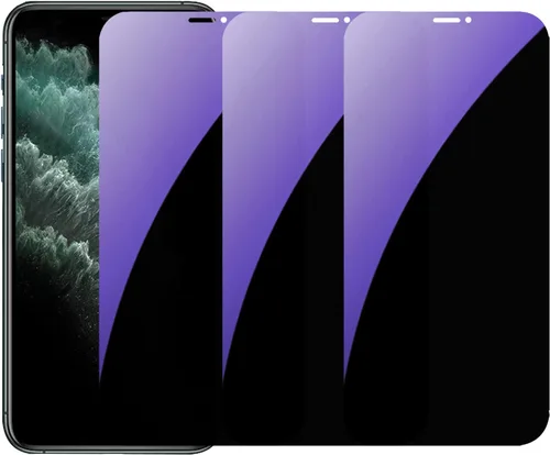 Miniatura 9 de Juego de 3 piezas de vidrio templado de privacidad anti-azul para iPhone Xs Max/iPhone 11 Pro Max, protector de pantalla antiespía, película