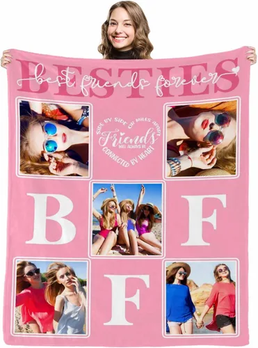 Miniatura 22 de Manta de collage de fotos personalizada con mensaje de amor y nombres, manta suave para niñas y hermanas, sofá cama, 30 x 40 pulgadas