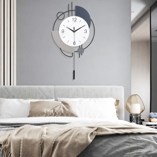Miniatura 4 de Dankeit Relojes de pared decorativos con péndulo, cuarzo de calidad silenciosa, funciona con pilas, reloj de pared grande para sala de estar, Negro