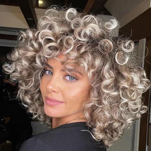 Miniatura 8 de andromeda Pelucas rizadas marrones para mujeres negras, peluca rizada afro suave con flequillo, suelta, bonita, rizada, resistente al calor, aspecto
