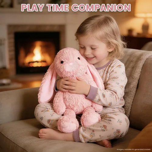 Miniatura 6 de SuzziPals Almohadilla térmica de conejo rosa calentable y refrigerable para calmar y relajar, peluche de conejo rosa lavanda para molestias