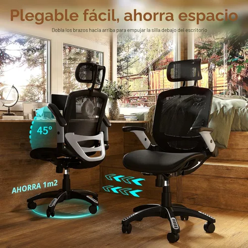 Miniatura 3 de GABRYLLY Silla de Oficina Ergonómica, Silla de Escritorio de Respaldo Alto para el Hogar con Reposacabezas, Brazos Abatibles, Bloqueo de Inclinación