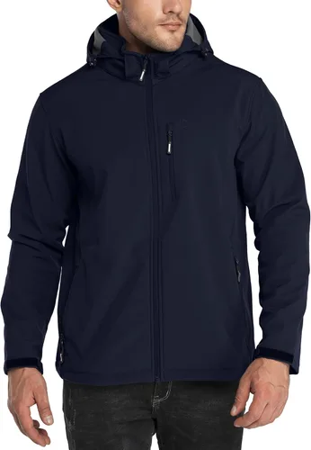 Miniatura 6 de Outdoor Ventures - Chaqueta ligera de Softshell para hombre con forro polar, con capucha, resistente al agua, para senderismo, rompevientos