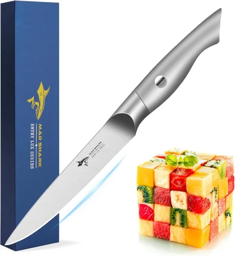 MAD SHARK Cuchillo de pelar de 5 pulgadas, cuchillos de pelar, cuchillo de cocina pequeño, cuchillo alemán de acero inoxidable para verduras, diseño