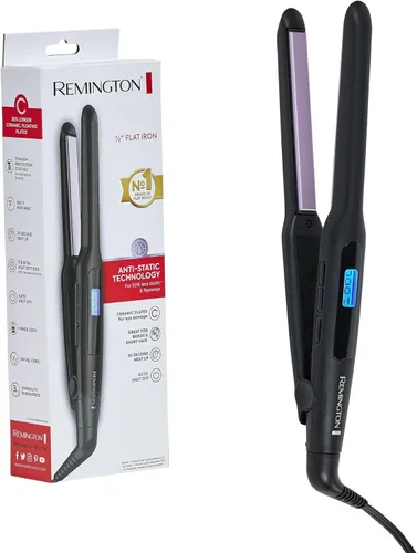 Miniatura 8 de Remington Plancha plana de 1/2 pulgada, alisador de cabello con tecnología antiestática, calentamiento de 15 segundos y apagado automático de 60