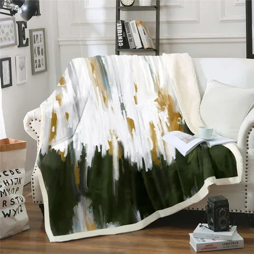 Miniatura 21 de Erosebridal Manta de sherpa moderna para niños y adolescentes, color naranja, verde azulado, negro, manta para silla, manta de forro polar con rayas