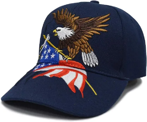 Miniatura 11 de FLYOUTH - Gorra de béisbol creativa con diseño de águila y bandera de Estados Unidos, gorra bordada con visera