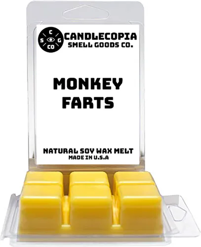 Monkey Farts - Cera vegana vertida a mano fuertemente perfumada, 12 cubos de cera perfumada, 6.4 onzas en 2 paquetes de 6 unidades Pedos de mono