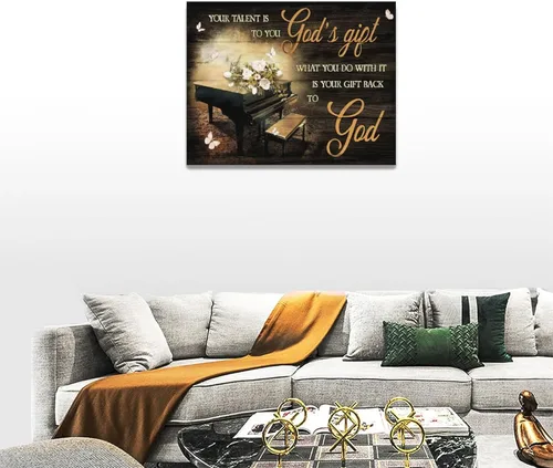 Miniatura 3 de eiffecho Decoración de Arte de Música de Piano para Pared Tu Talento Es el Regalo de Dios Pinturas para Pared Decoración Pianista Músico Regalo