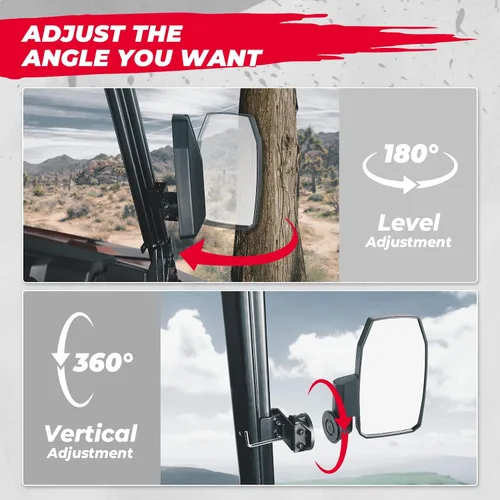 Miniatura 3 de KEMIMOTO UTV Pro-Fit - Espejos laterales grandes compatibles con Polaris Ranger XP 1000 900 570, abrazadera de tubo extendida, no más visión