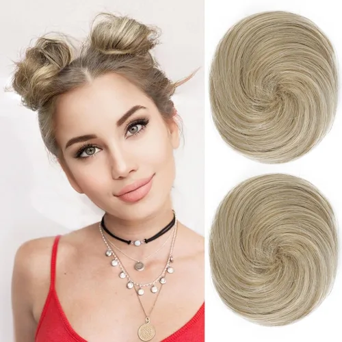 Miniatura 41 de REECHO Piezas de cabello Space Bun, 2 extensiones de moño mini con clip de pinza en extensiones de moño falsas de orejas de gato y desordenadas