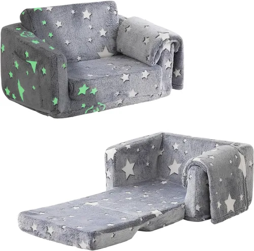 Sofá plegable para niños, sofá plegable con manta, sofá para niñas y niños, silla desplegable para niños pequeños, sofá convertible regalo para