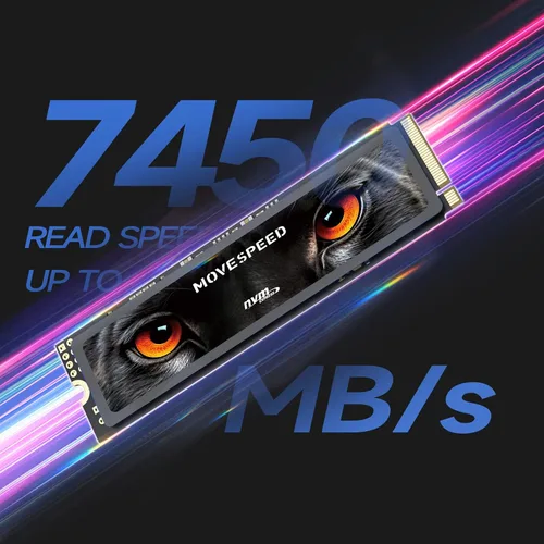 Miniatura 7 de MOVE SPEED HB7450 SSD de 512 GB para PS5 con disipador de calor, unidad interna de estado sólido PCIe 4.0 NVMe M.2, hasta 7450 MB/s, expansión