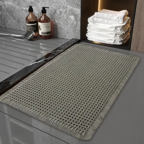 Miniatura 21 de Alfombras de baño de punto gofre, estilo bohemio, súper absorbente, antideslizante, lavable, ultra suave, con parte trasera de goma, tapetes de baño