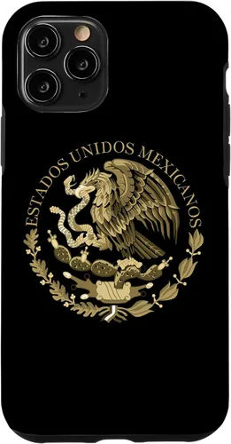 Miniatura 28 de iPhone 12 Pro Max Bandera de México sello del escudo de armas en caso sepia