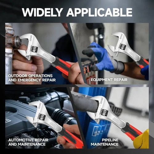 Miniatura 7 de DNA Motoring TOOLS-00050 - Llave inglesa ajustable de 10 pulgadas, herramienta de reparación automotriz de acero vanadio con mordazas de cuatro