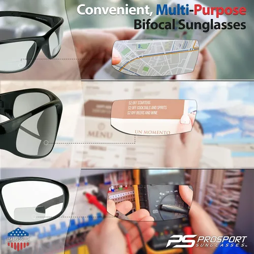 Miniatura 3 de proSPORT Lentes de seguridad bifocales con lente transparente Z87 con lectores para hombres y mujeres