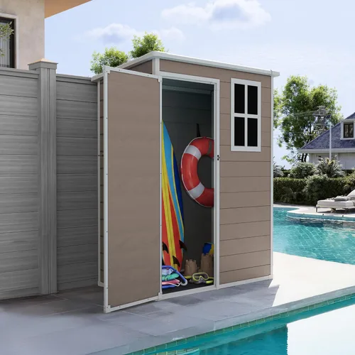Miniatura 8 de UDPATIO Outdoor Storage Shed 5x3 FT, Garden Resin Shed for Bike, Garbage Can, Tools, Outside Plastic Sheds with Floor for Backyard, Patio, Lawn