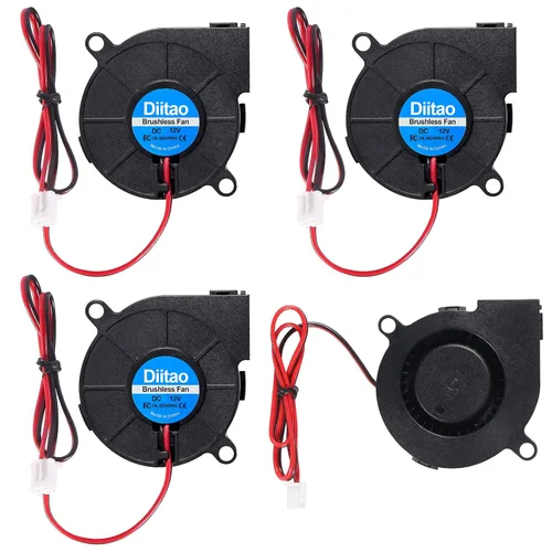 Ventilador de ventilador de enfriamiento 5015 DC 12V Ventiladores de enfriamiento sin escobillas 1.969x1.969x0.591 in 2 PIN para impresora 3D