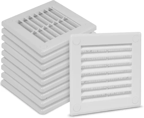 Miniatura 21 de Paquete de 2 cubiertas cuadradas de ventilación de aire de 4" x 4" (tamaño exterior) - Deflector de ventilación de plástico negro - Malla