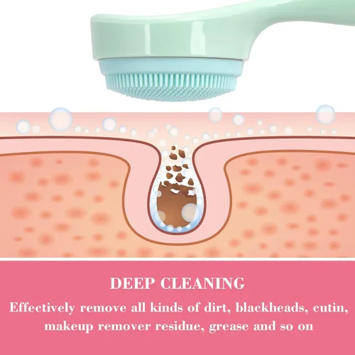 Miniatura 5 de HINZIC Paquete de 2 cepillos de limpieza facial manual de silicona, agradable a la piel, impermeable, limpiador exfoliante para puntos negros