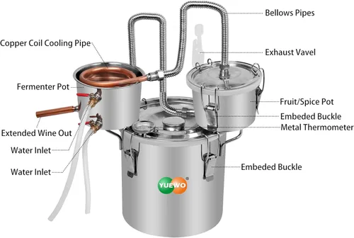 Miniatura 2 de YUEWO nuevo 3 macetas DIY 8 Gal 30 litros alcohol Moonshine etanol todavía licores acero inoxidable caldera agua hogar destilador vino kit