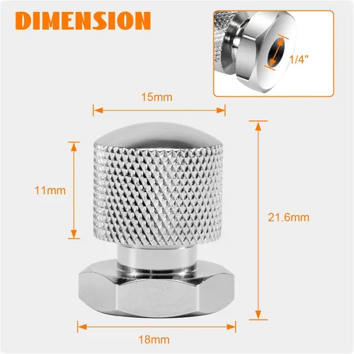Miniatura 3 de 3 piezas de tornillo de asiento trasero moleteado de acero inoxidable con tuerca de montaje de asiento solo rosca de 1/4"-20 Patrón de calavera