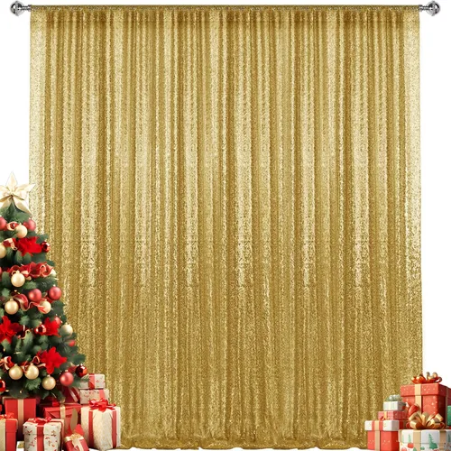 Miniatura 68 de 2 paneles de cortinas de fondo de lentejuelas verdes de 8 pies, cortinas de fondo de fotografía con purpurina para decoración de Navidad, boda