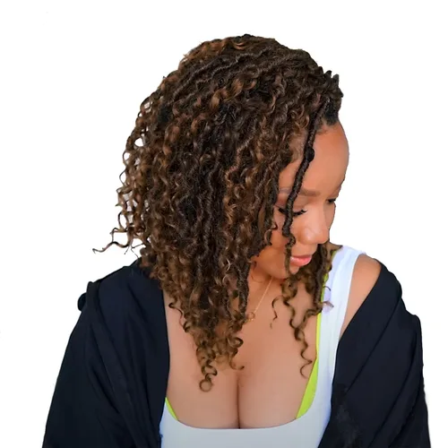 Miniatura 38 de Goddess Locs - Cabello de ganchillo de 8 pulgadas, 6 paquetes de rastas sintéticas de cabello de ganchillo para mujeres negras, cabello suave 1b