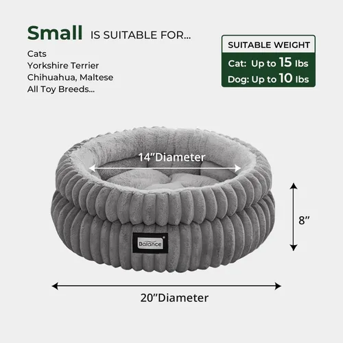 Miniatura 5 de BALANCE Cama para gatos, cama para gatitos, camas redondas lavables para gatos de interior, cama de felpa súper suave de piel sintética para Gris
