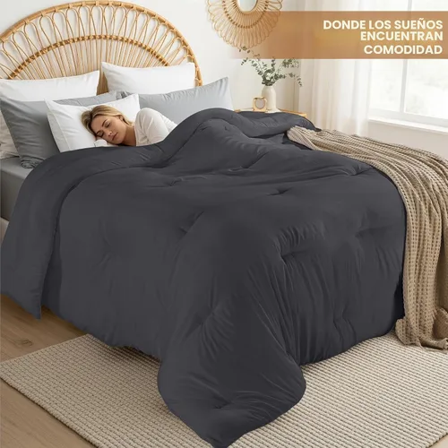 Miniatura 4 de Utopia Bedding Edredones tamaño Queen, relleno de edredón para todas las estaciones, edredón de plumón alternativo con pestañas en las esquinas, Gris