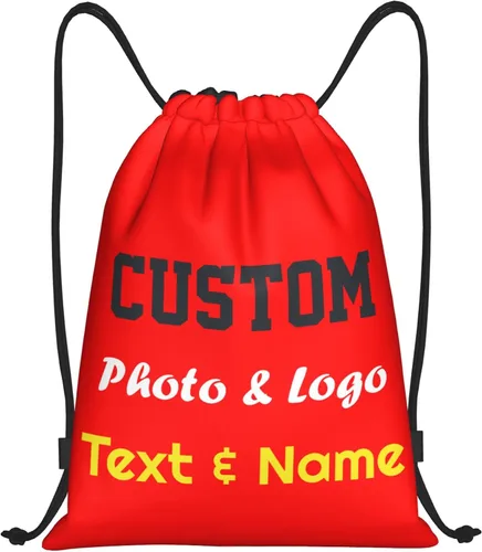 Bolsa de cordón personalizada personalizada con cordón a granel para gimnasio, natación, deportes, yoga, bolsa de compras con fototextologotipo,
