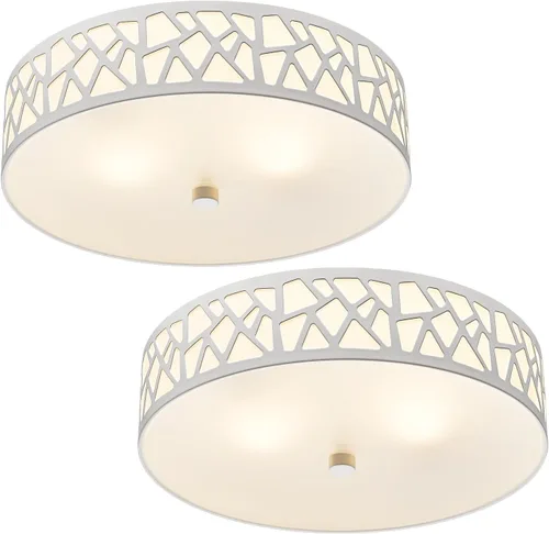 Miniatura 9 de Lámpara de techo de montaje empotrado de 12 pulgadas, 2 - Luminaria de techo vintage con pantalla de vidrio esmerilado, Luminaria de bronce frotado