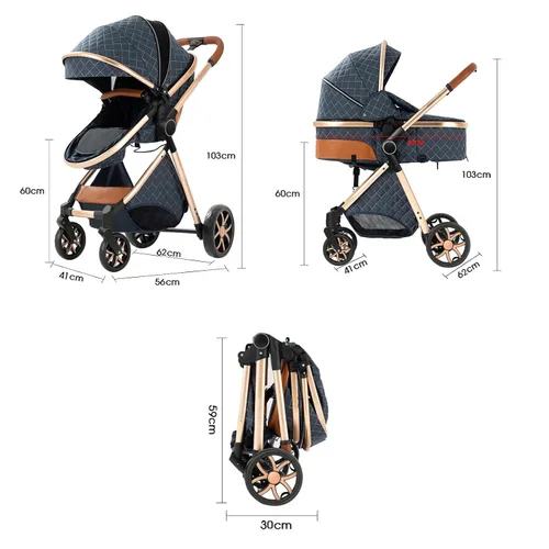 Miniatura 6 de Cochecito de bebé 2 en 1 reversible portátil estándar, cochecito convertible plegable para bebé, carriola para recién nacidos, capazo plegable de 2