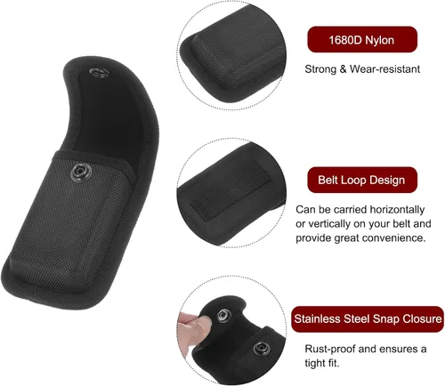 Miniatura 4 de HARFINGTON Funda de nailon para cuchillos de bolsillo de 5.1" x 2.9", horizontal y vertical, con presilla para cinturón, bolsa multiherramienta