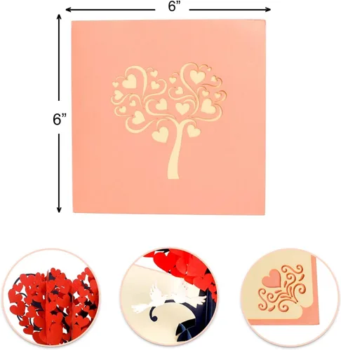 Miniatura 2 de CUTE POPUP - Tarjeta de San Valentín, tarjeta de aniversario desplegable con diseño romántico de árbol de arce rojo