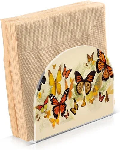 Miniatura 2 de Napkin Holder Butterfly Flower Napkin Holders for Tables, Clear Acrylic Napkin Holders Cocktail Napkin Holder for Kitchen Restaurant Bar Home Decor