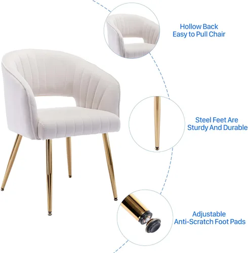 Miniatura 6 de KCC Juego de 2 Sillas de Comedor de Acento Moderno, Sillas de Comedor Tapizadas en Terciopelo con Respaldo Hueco, Sillas de Cocina Acolchadas Sillas