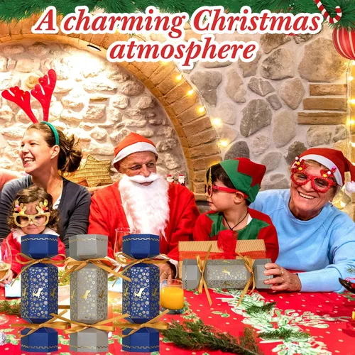 Miniatura 6 de Tenceur Kit de 50 galletas de Navidad sin broches de presión, regalos de mesa de fiesta de Navidad, copos de nieve, renos, bricolaje, cajas