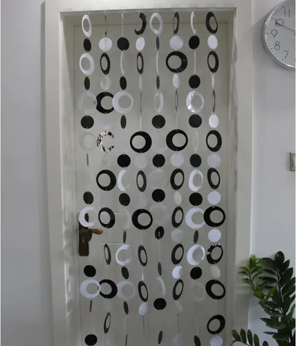 Miniatura 3 de QueenBox® Cortina redonda de cuentas de lentejuelas de 63 pulgadas, 8 piezas, cortina de cadena de puerta brillante para panel de pared, con flecos