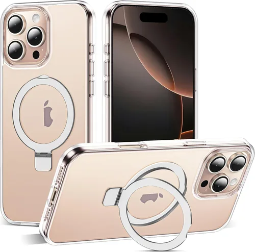 Miniatura 175 de SKYLMW – Funda compatible con iPhone 12 Pro Max y iPhone 13 Pro Max con soporte magnético invisible tipo anillo, fundas translúcidas para teléfonos