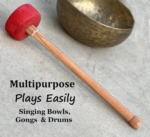 Miniatura 4 de DharmaObjects - Cuencos tibetanos para cantar, mazo de fieltro y madera de 12 pulgadas (12 x 2.5 pulgadas)