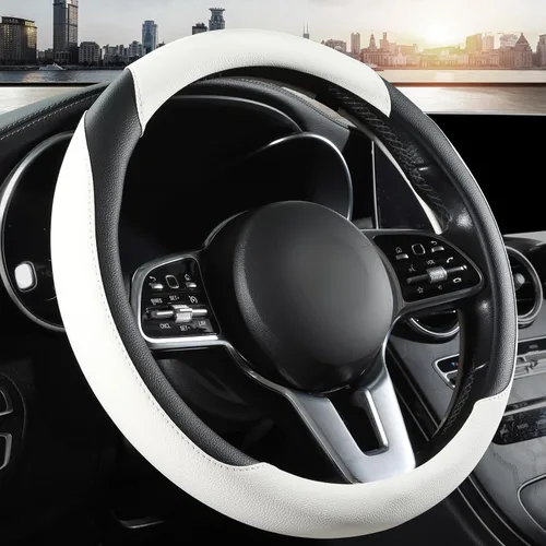 Funda para volante de automóvil, de piel de microfibra, ajuste universal de 14.5 a 15 pulgadas, antideslizante, cómoda, transpirable, protector de